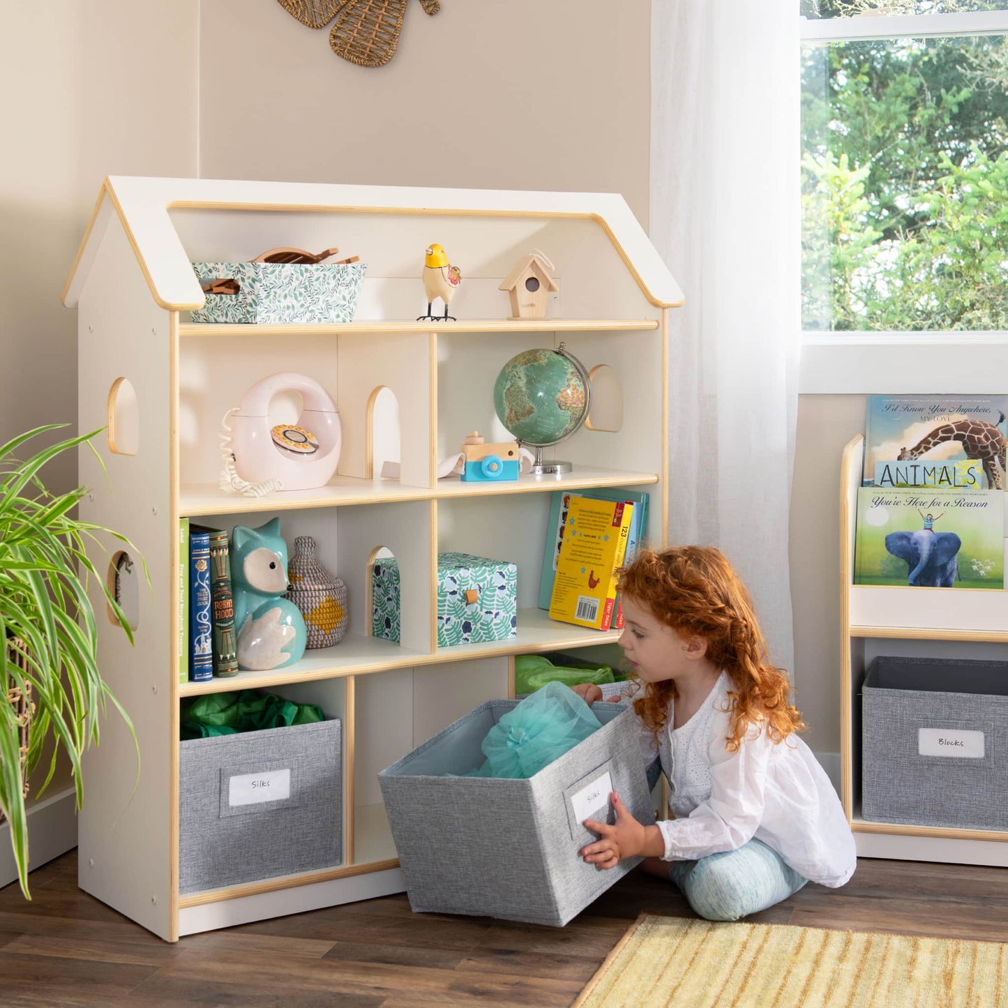 EdQ Dollhouse Bookcase with Bins