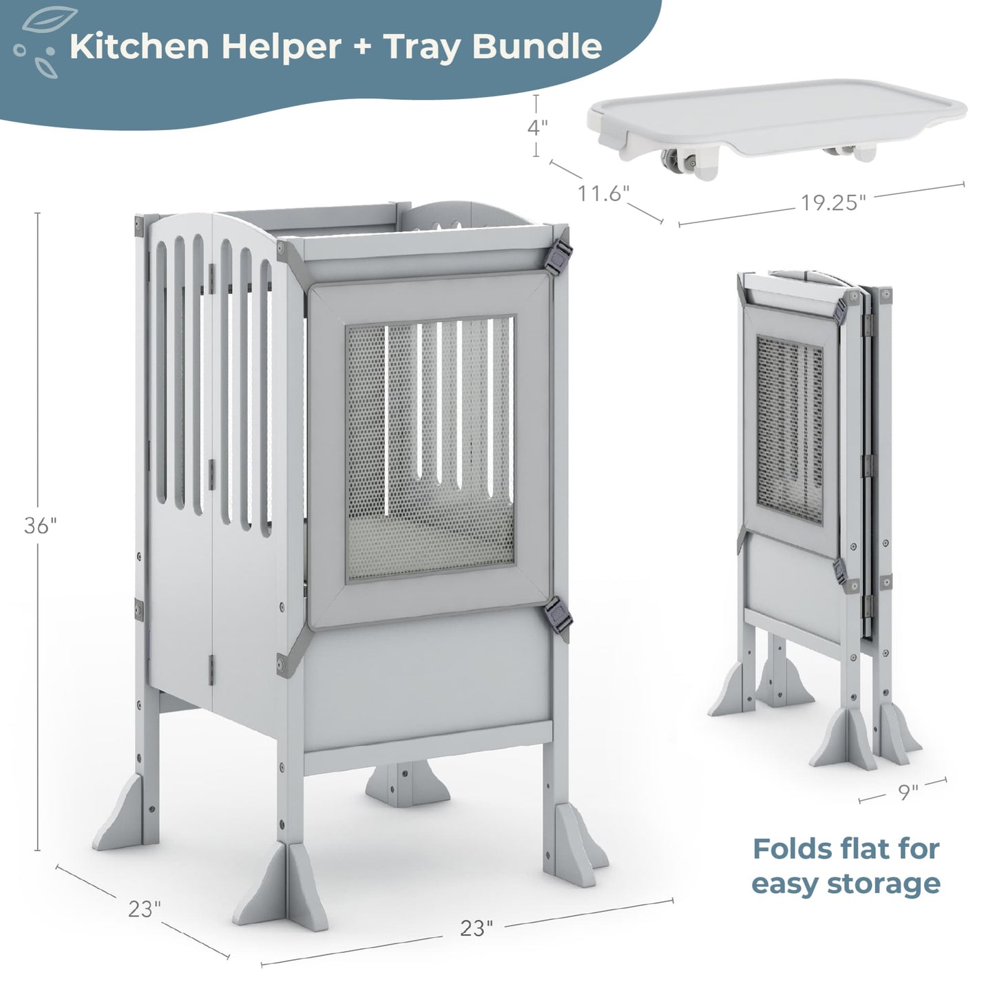 Contemporary Kitchen Helper Toddler Tower and Mealtime and Play Tray Bundle